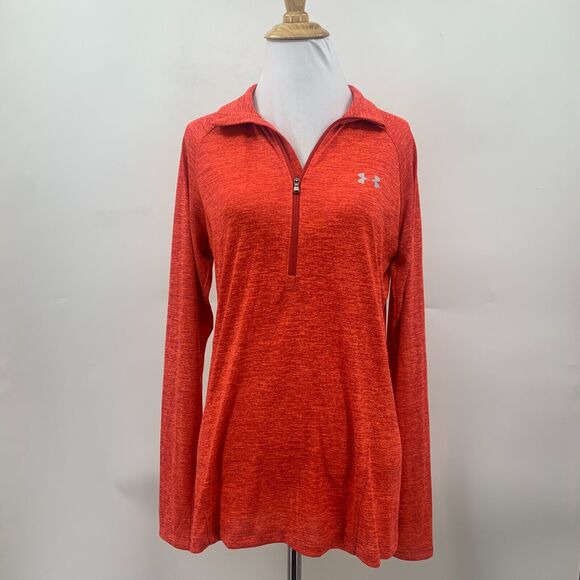 Under Armour Training Shirt Womens M Medium Flame Half Zip Space Dye HeatGear - Picture 2 of 9